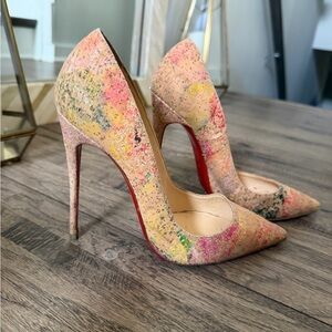 Christian Louboutin Colorful Cork Bloom So Kate 120mm Women’s Pump Size 38